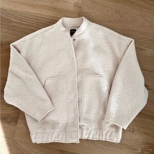 ZARA Cream Bouclé Bomber Jacket - Size M-L